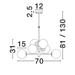 IMPERO hangandi 6x5W E14 svart/opal - Image 4