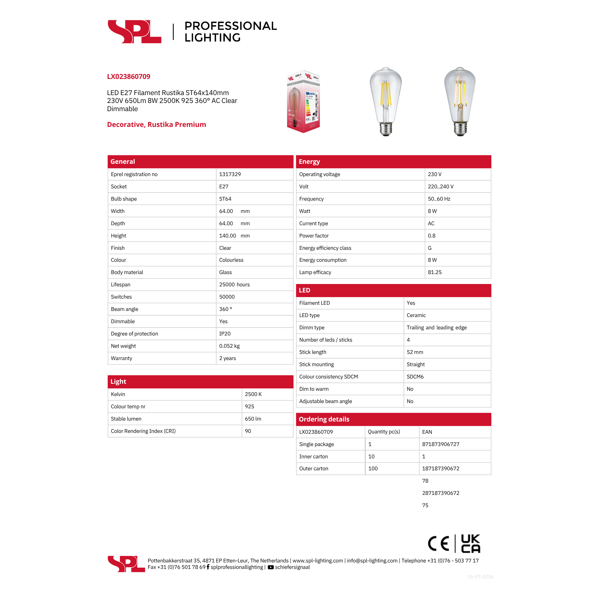LED ST64 5W 650lm 25K glær E27 dimmanleg - Image 2