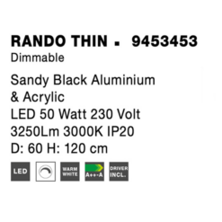 RANDO THIN hangandi Q600 LED 50W 3K 3250lm svart - Image 3
