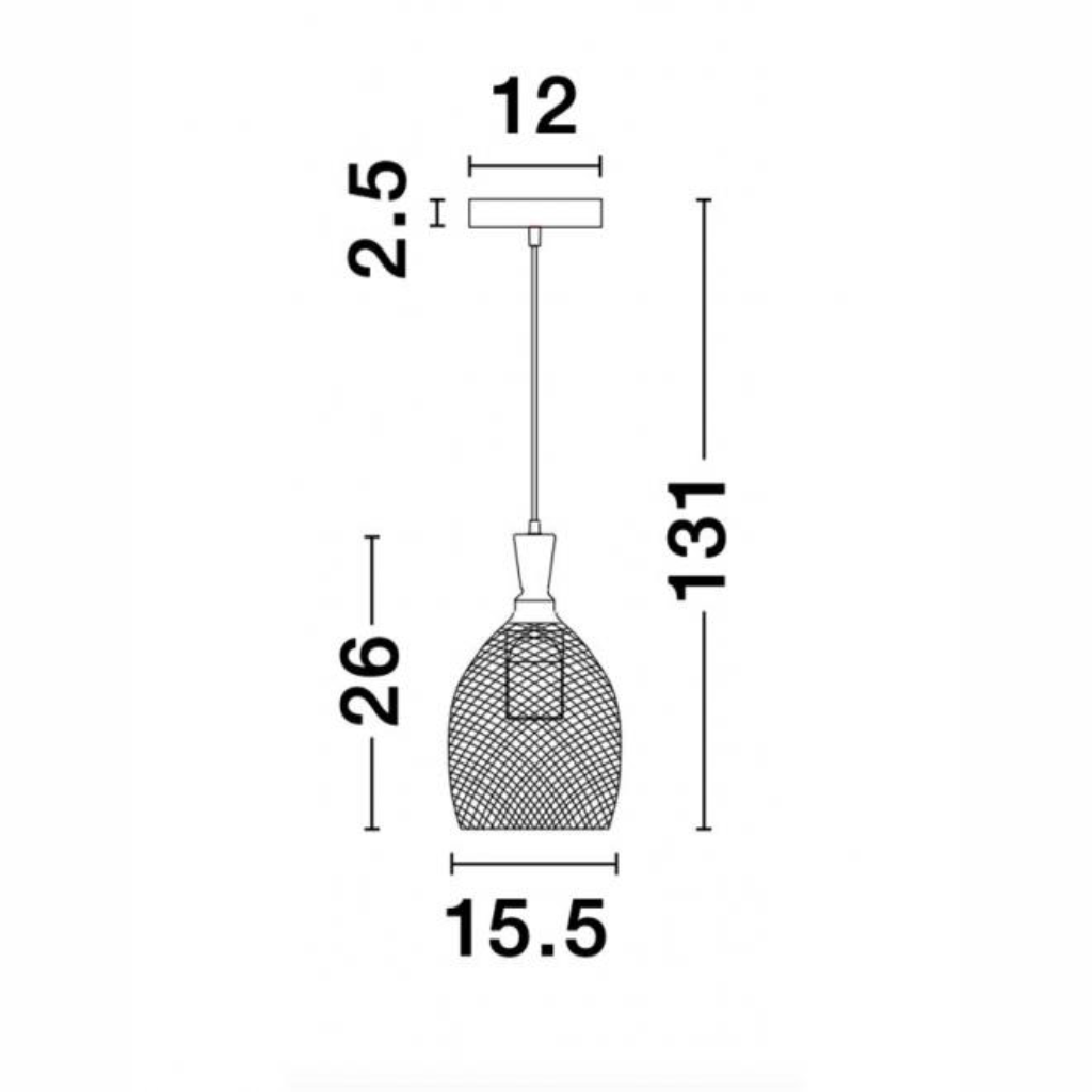 xNEVA hangandi ljós svart E27 1x12W 15,5cm - Image 4