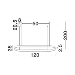 Cuppe hang. L:120 W:35 H:200 LED 58W 3K hvítt dimmanl. - Image 6