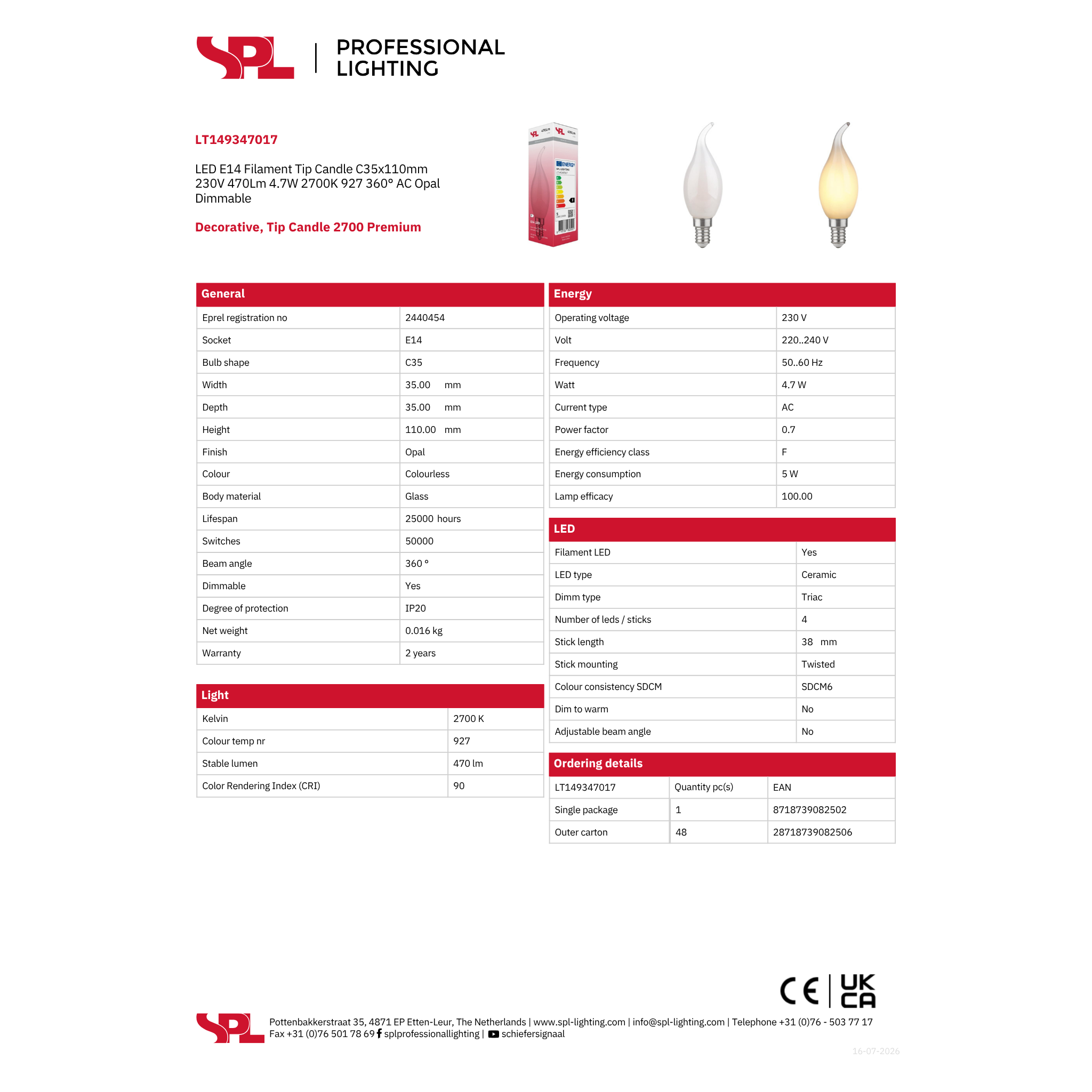 xLED kerti m/totu E14 5W 470lm 27K mött dimmanleg - Image 2