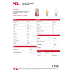 LED kerti 7W 806lm 27K E14 glær dimmanleg - Image 2