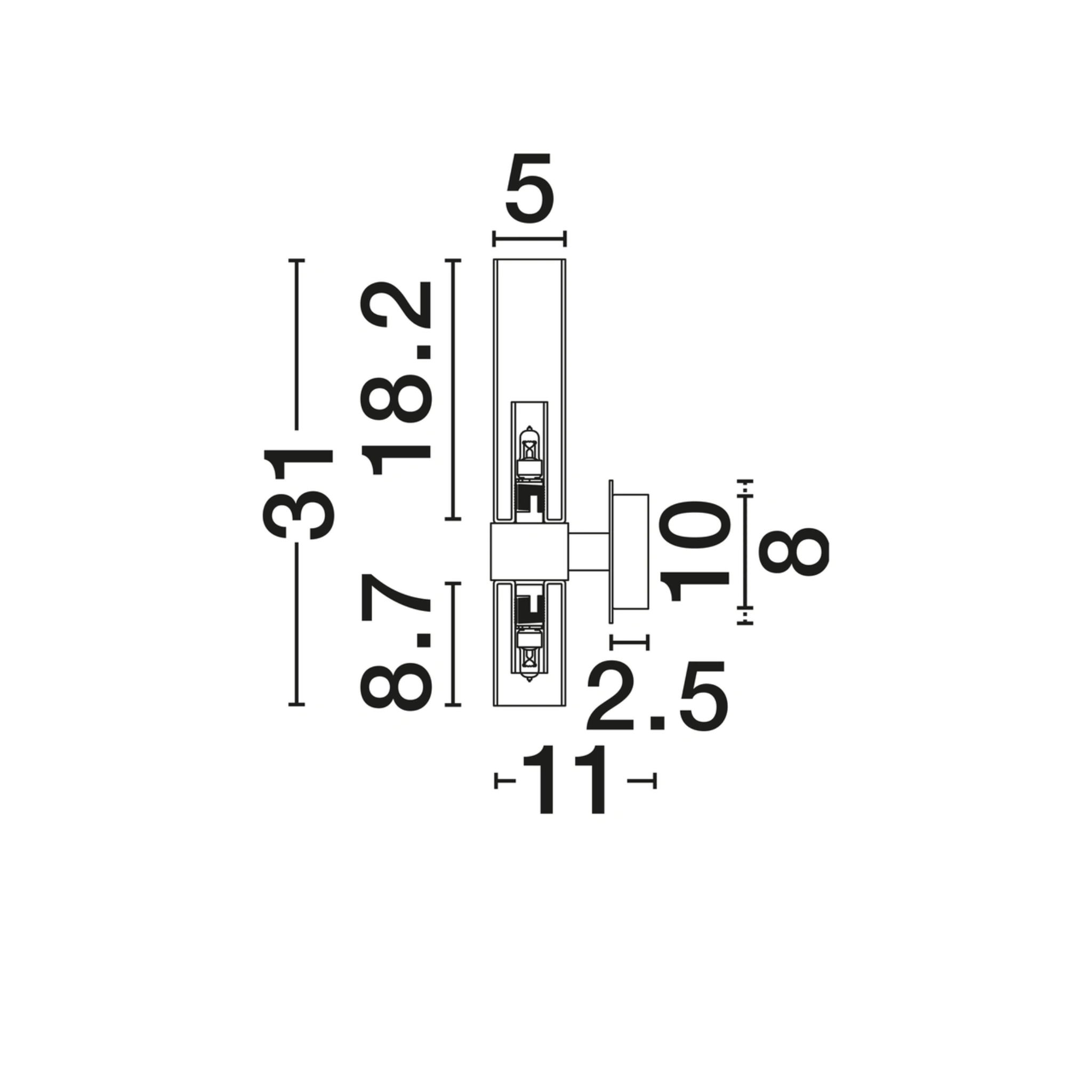 CENTURY veggljós svart/glært LED 2x5W G9 - Image 5
