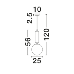 xGRUS hangandi ljós LED 1x12W h.56 gylltur - Image 4