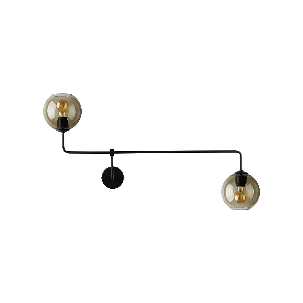 xMONACO II veggljós 2x60W E27 reykgler/svart