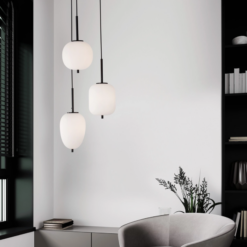 LATO hangandi LED 3x5W D:27 svart og opal kúpull - Image 4