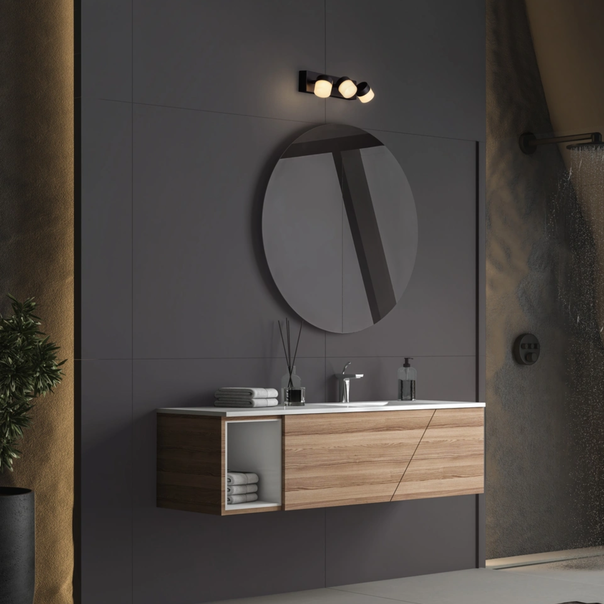 TEKO vegglj. 3L 385mm LED 17W 1385lm 3K IP44 svart - Image 4