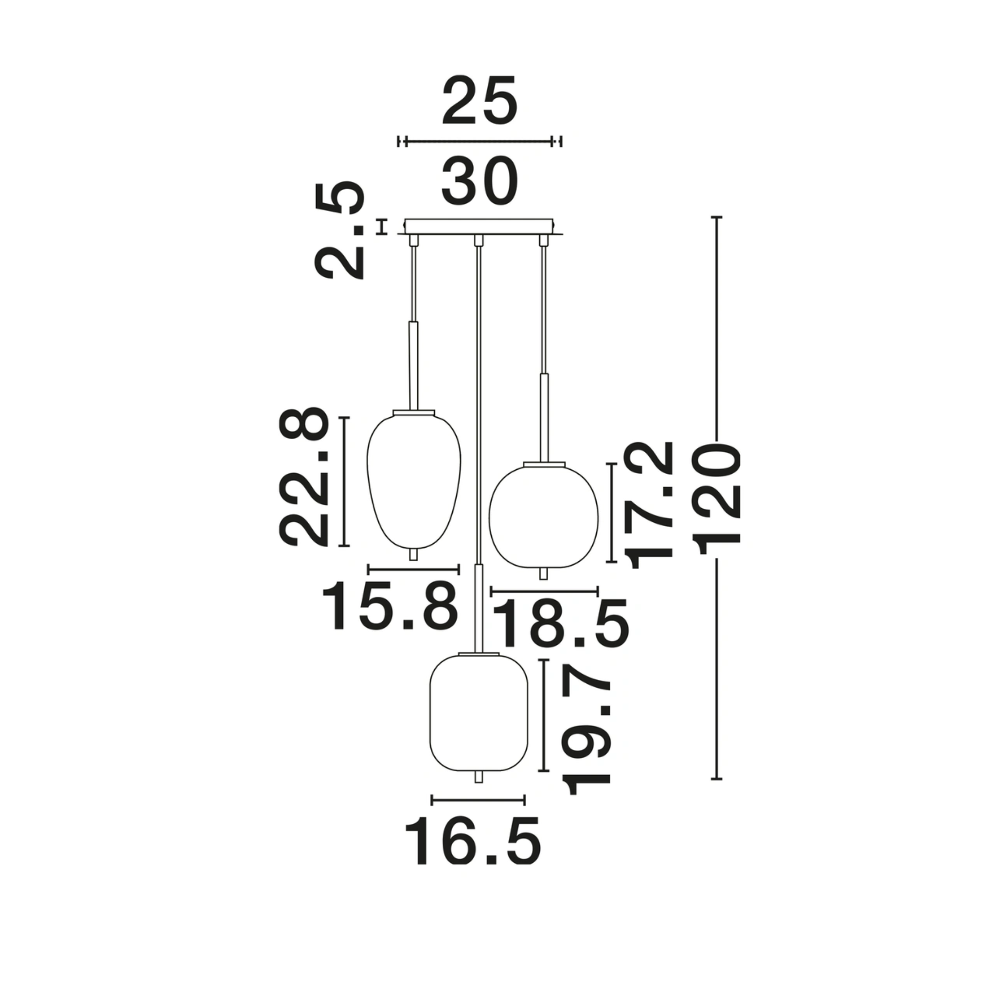 Lato hangandi 3x5W E14 antiq brass/opal - Image 4
