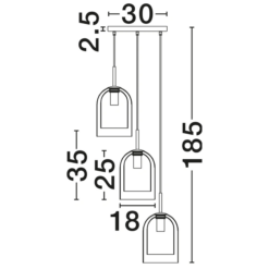 VELOR hangandi ljós LED 3x12W svart með tvöföldum - Image 7