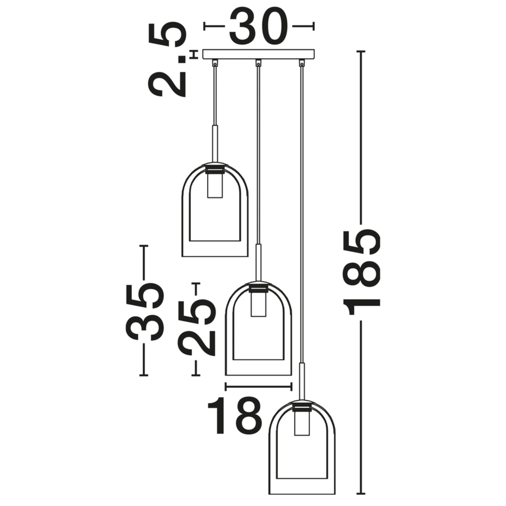 VELOR hangandi ljós LED 3x12W svart með tvöföldum - Image 7
