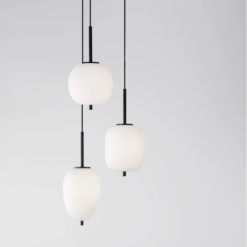 LATO hangandi LED 3x5W D:27 svart og opal kúpull - Image 2