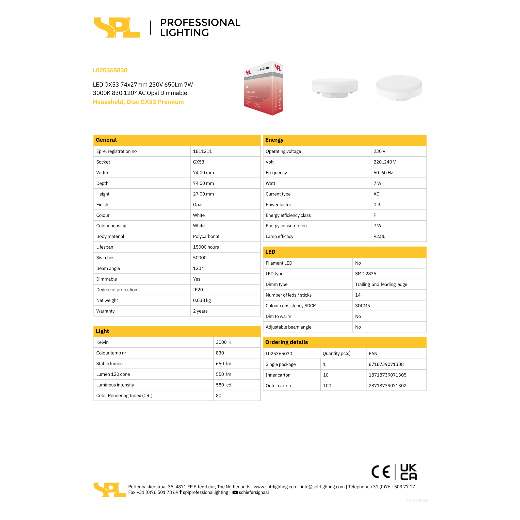 LED GX53 7W 650lm 3K opal dimmanleg - Image 3