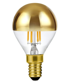 Led kúla P45 toppspegil gull 4W 250lm E14 dimm.
