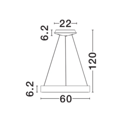RANDO THIN hangandi Q600 LED 50W 3K 3250lm gyllt - Image 4