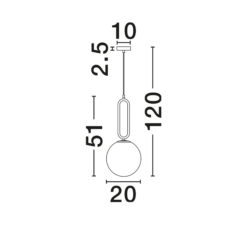 GRUS hangandi ljós LED 12W h.51cm svart opal kúpul - Image 4