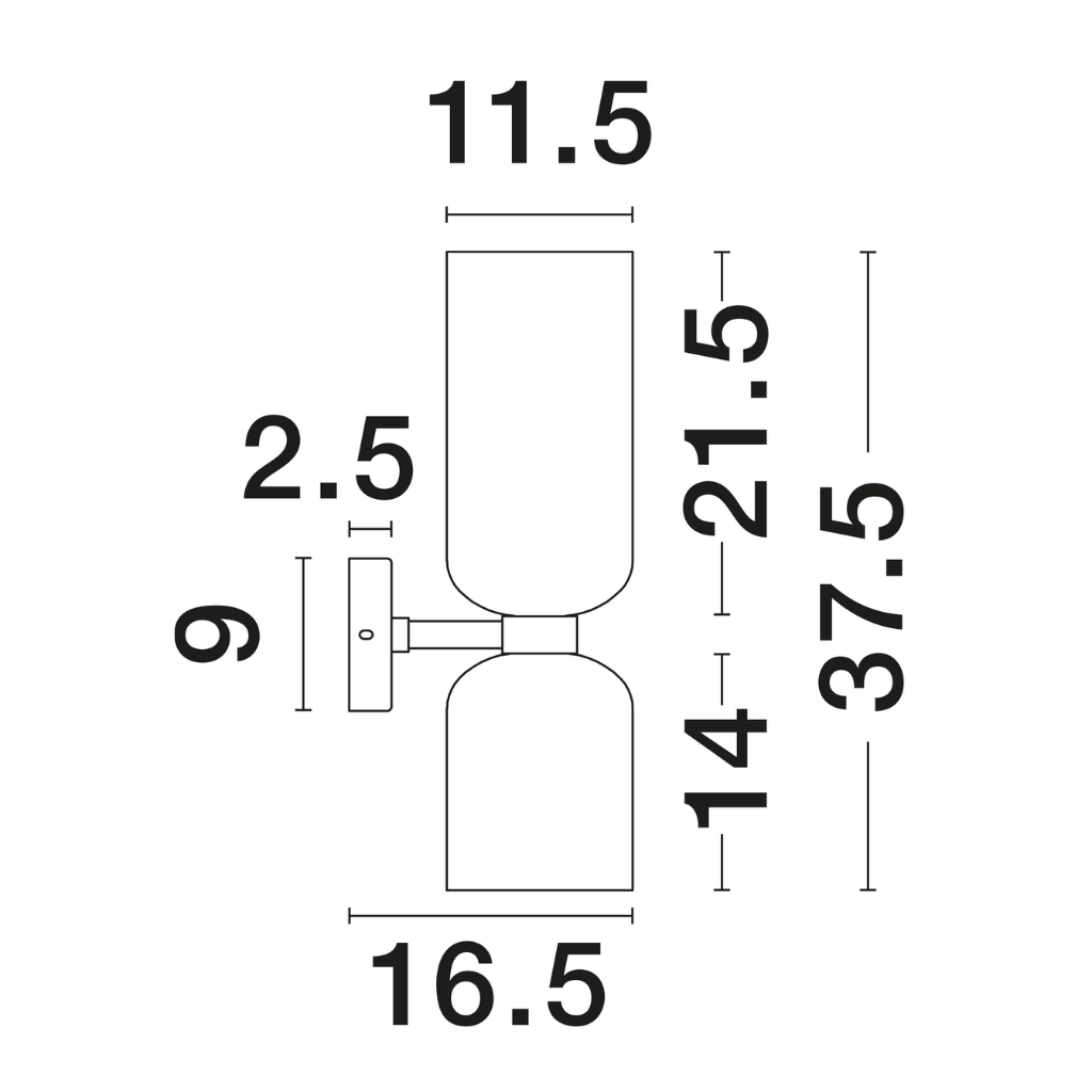 PALMER veggljós LED 2x5W svart með reyklitað gler - Image 4