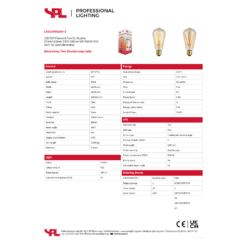 LED ST64 5W 300lm 2K Gold E27 dimmanleg - Image 2