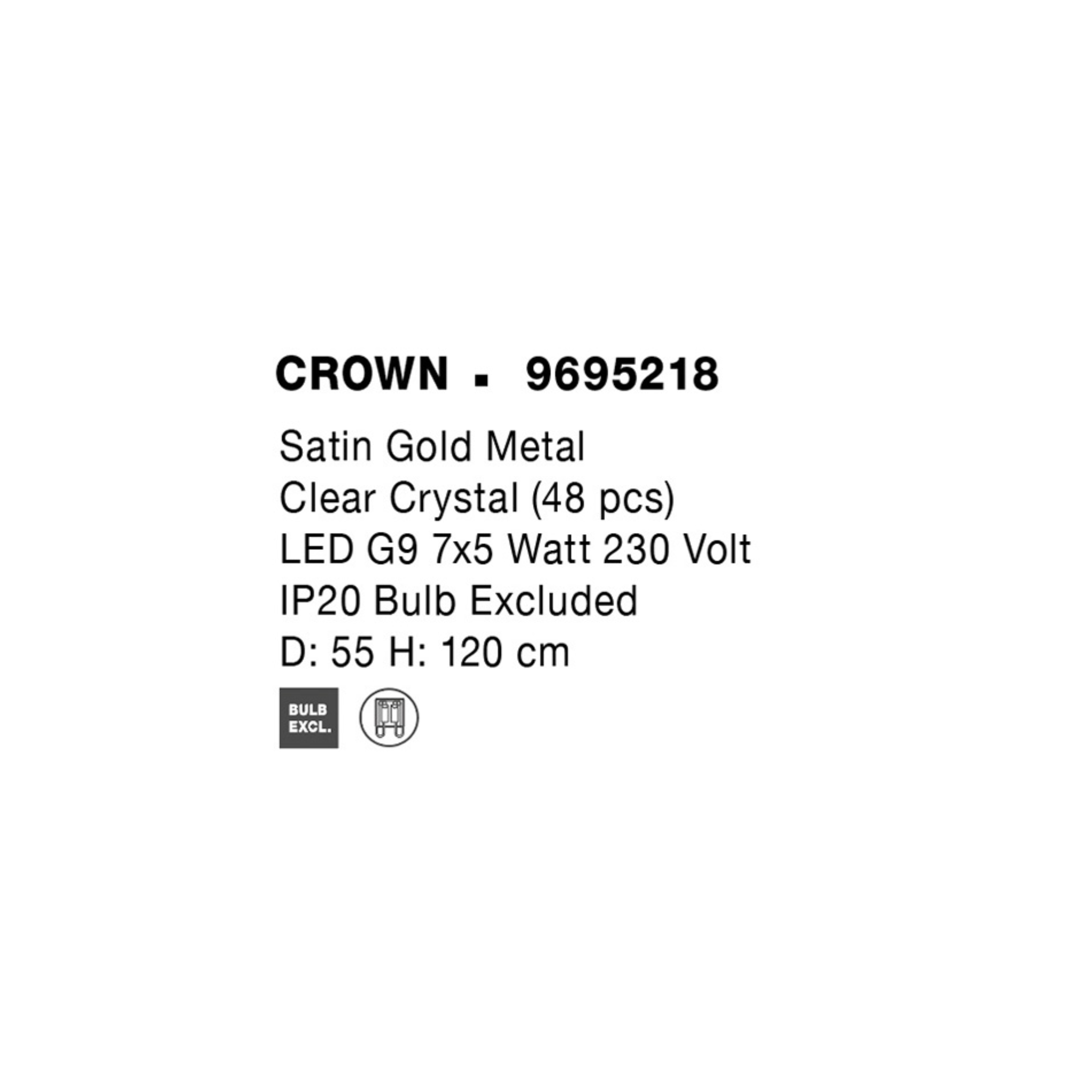 CROWN hangandi Q550 mattgyllt G9 7x5W - Image 5