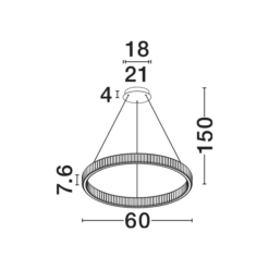 AURELIA hangandi Q600 LED 40W 3500K gyllt og krist - Image 6