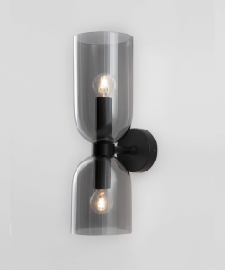 Alternative view of PALMER veggljós LED 2x5W svart með reyklitað gler