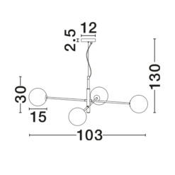 VITRA hangandi G9 4x5W gyllt/svart/opal - Image 4