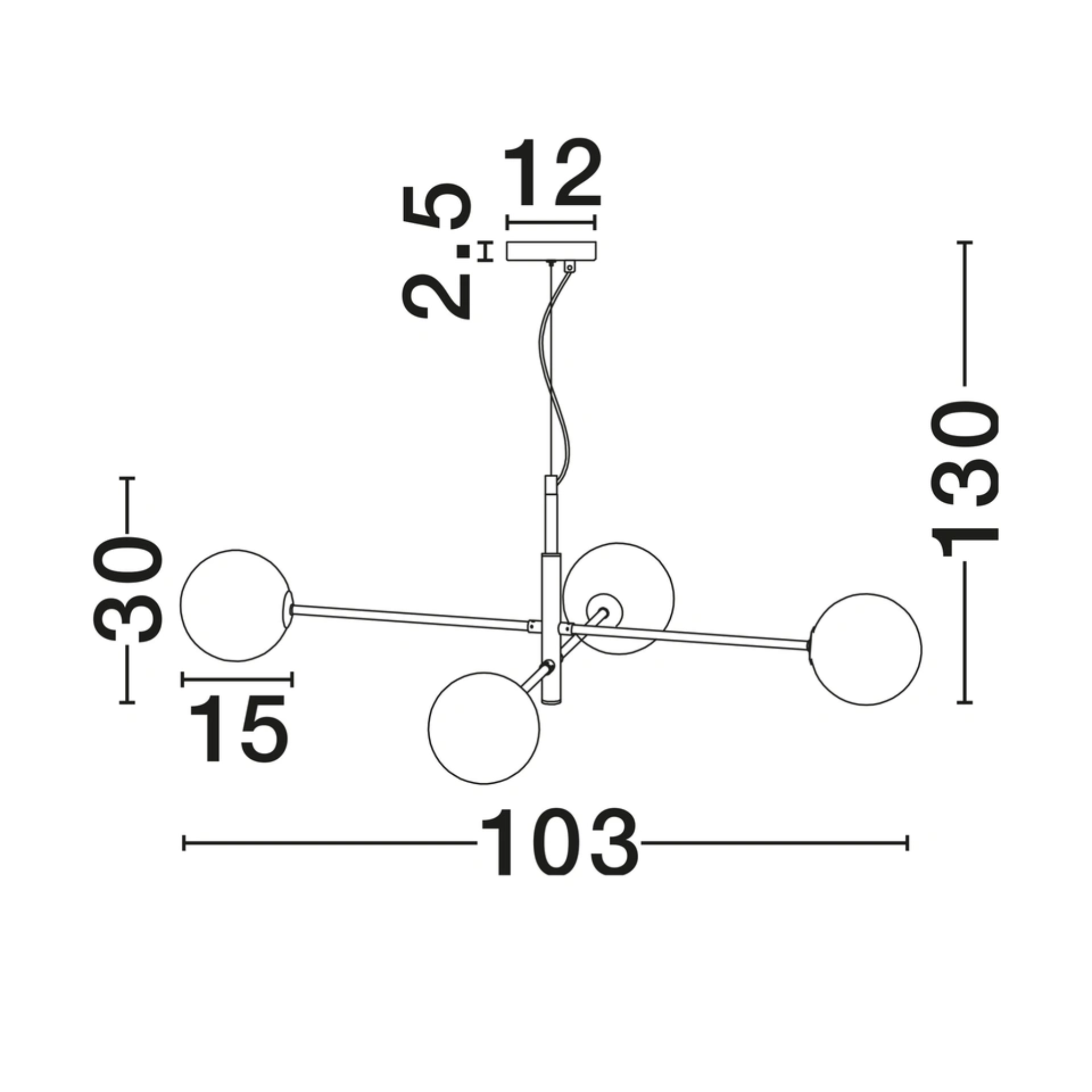 Vitra hangandi G9 4x5W gyllt/svart/opal - Image 4