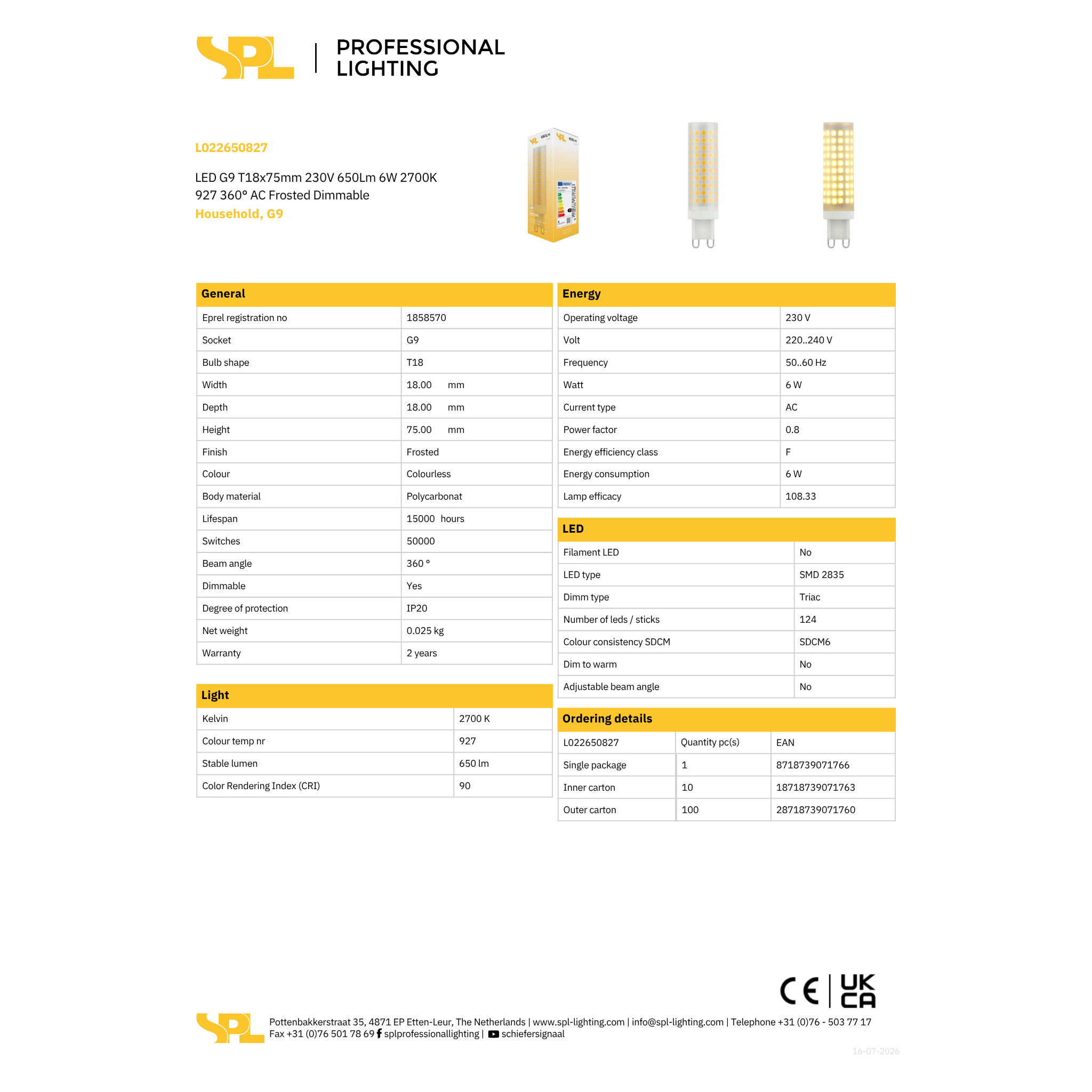 Led G9 6W 650lm 27K Ra90 frosted dimmanleg - Image 2