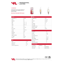LED kerti m/totu E14 5W 470lm 27K  glær dimmanleg - Image 2
